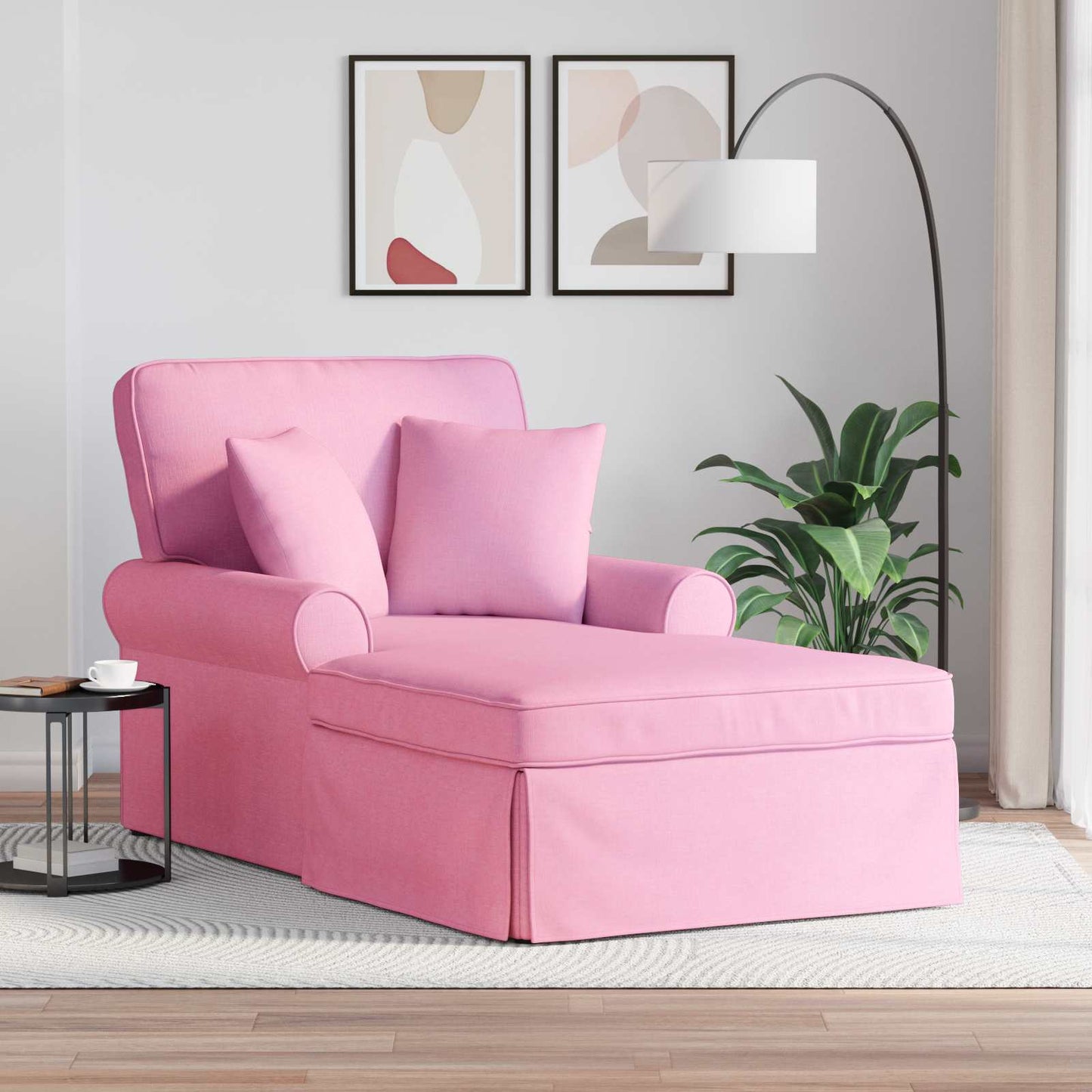 Chaise Lounge met Rok met kussen met kussen 3 pcs Roze Stof is nu te koop bij PeponiXL, paradijselijk wonen!
