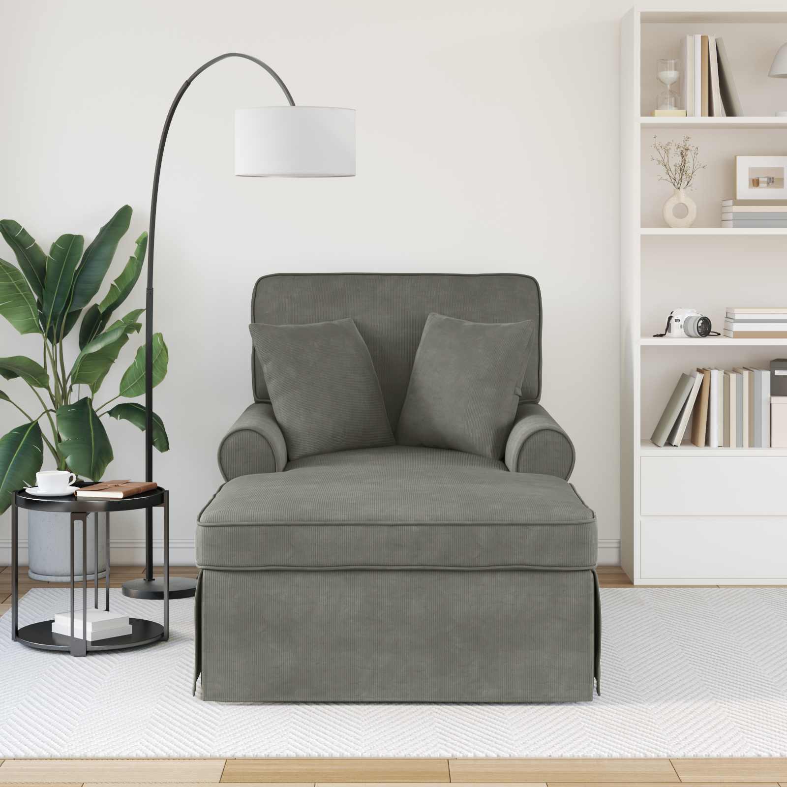 Chaise Lounge met Rok met kussen 3 pcs Lichtgrijs Katoen Stof is nu te koop bij PeponiXL, paradijselijk wonen!