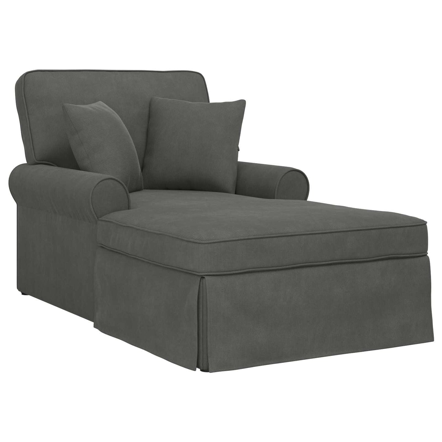 Chaise Lounge met Rok met kussen 3 pcs Donkergrijs Katoen Stof is nu te koop bij PeponiXL, paradijselijk wonen!