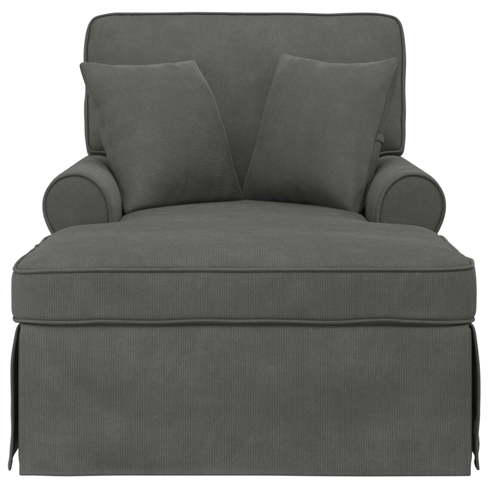 Chaise Lounge met Rok met kussen 3 pcs Donkergrijs Katoen Stof is nu te koop bij PeponiXL, paradijselijk wonen!