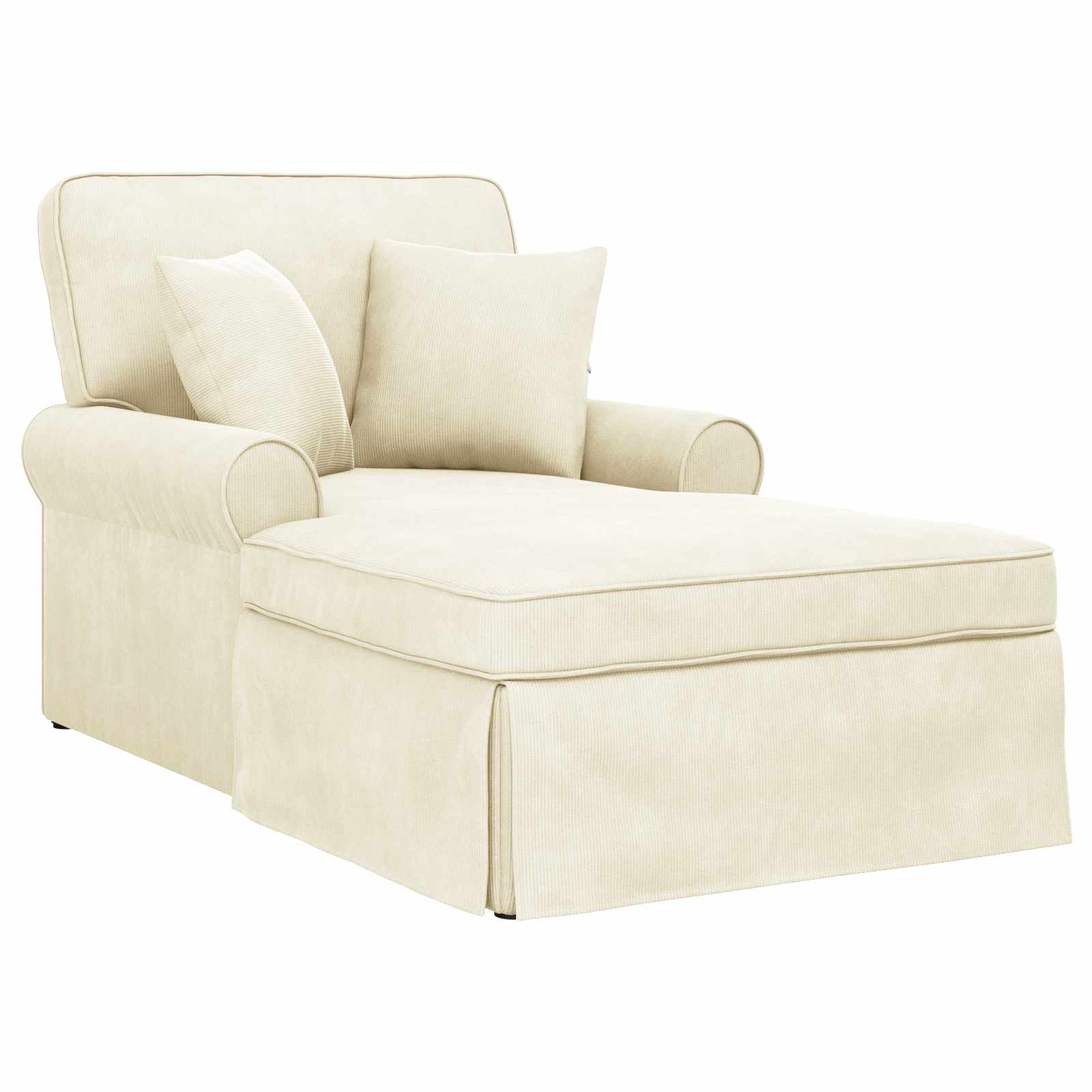 Chaise Lounge met Rok met kussen 3 pcs Crème Katoen Stof is nu te koop bij PeponiXL, paradijselijk wonen!