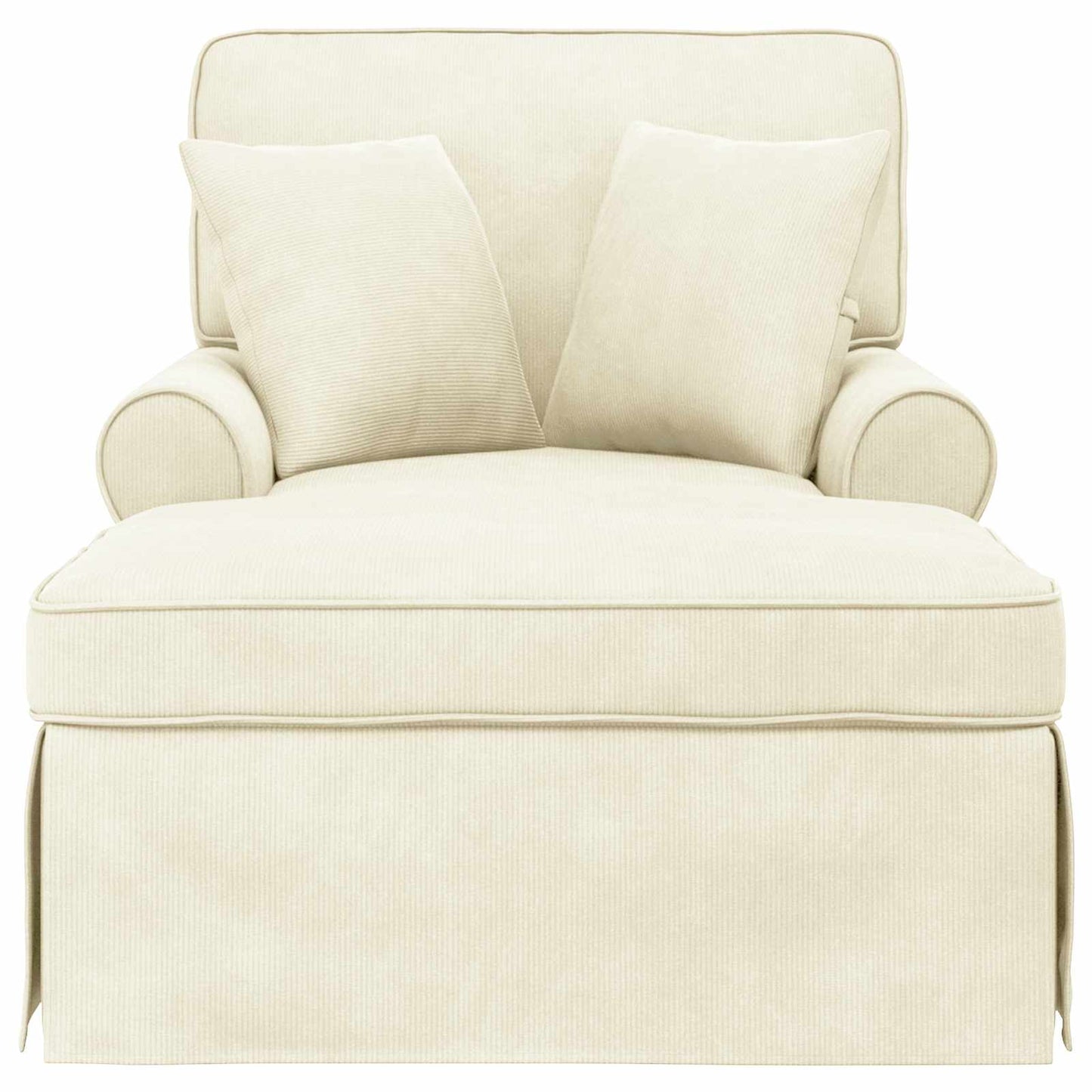 Chaise Lounge met Rok met kussen 3 pcs Crème Katoen Stof is nu te koop bij PeponiXL, paradijselijk wonen!