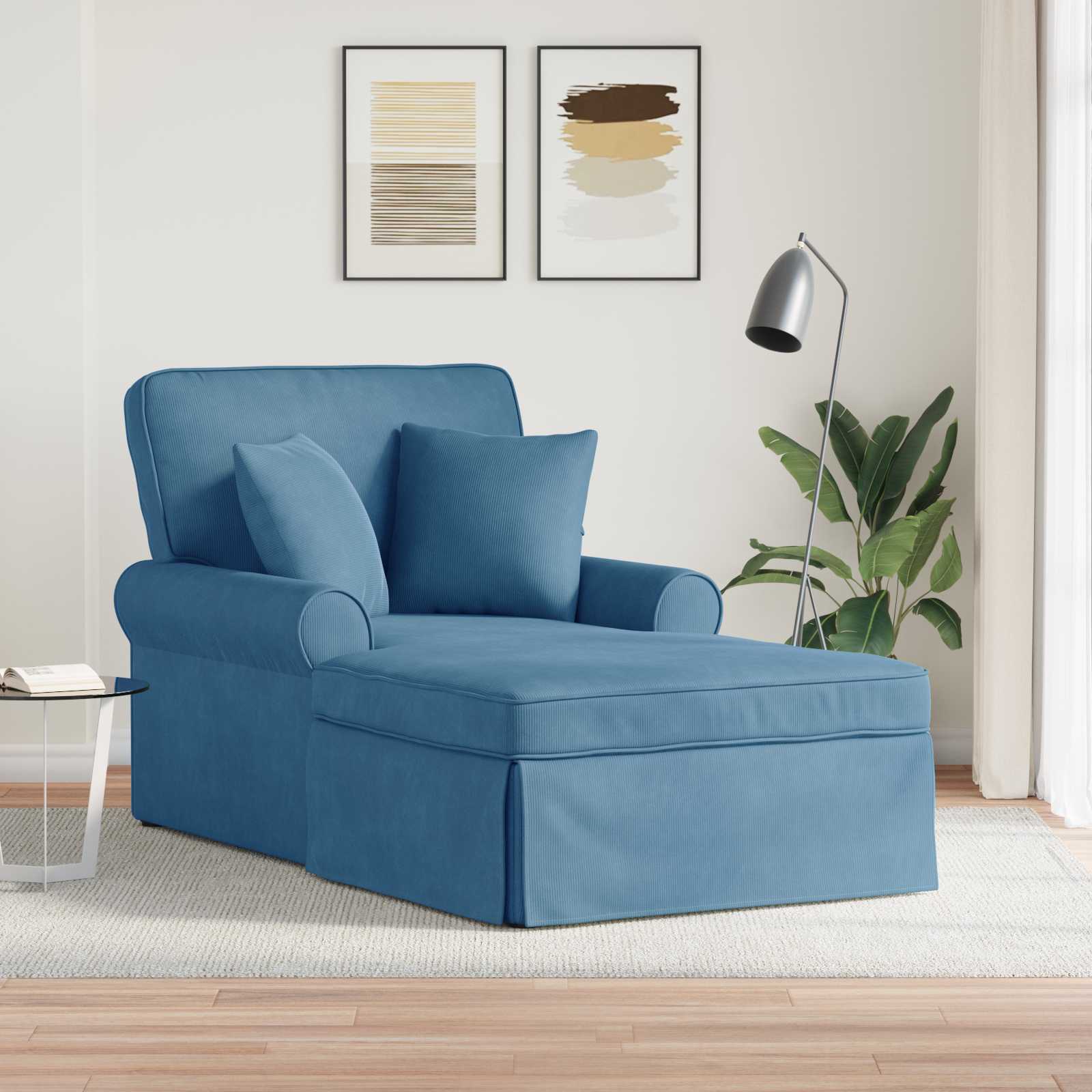 Chaise Lounge met Rok met kussen 3 pcs Blauw Katoen Stof is nu te koop bij PeponiXL, paradijselijk wonen!