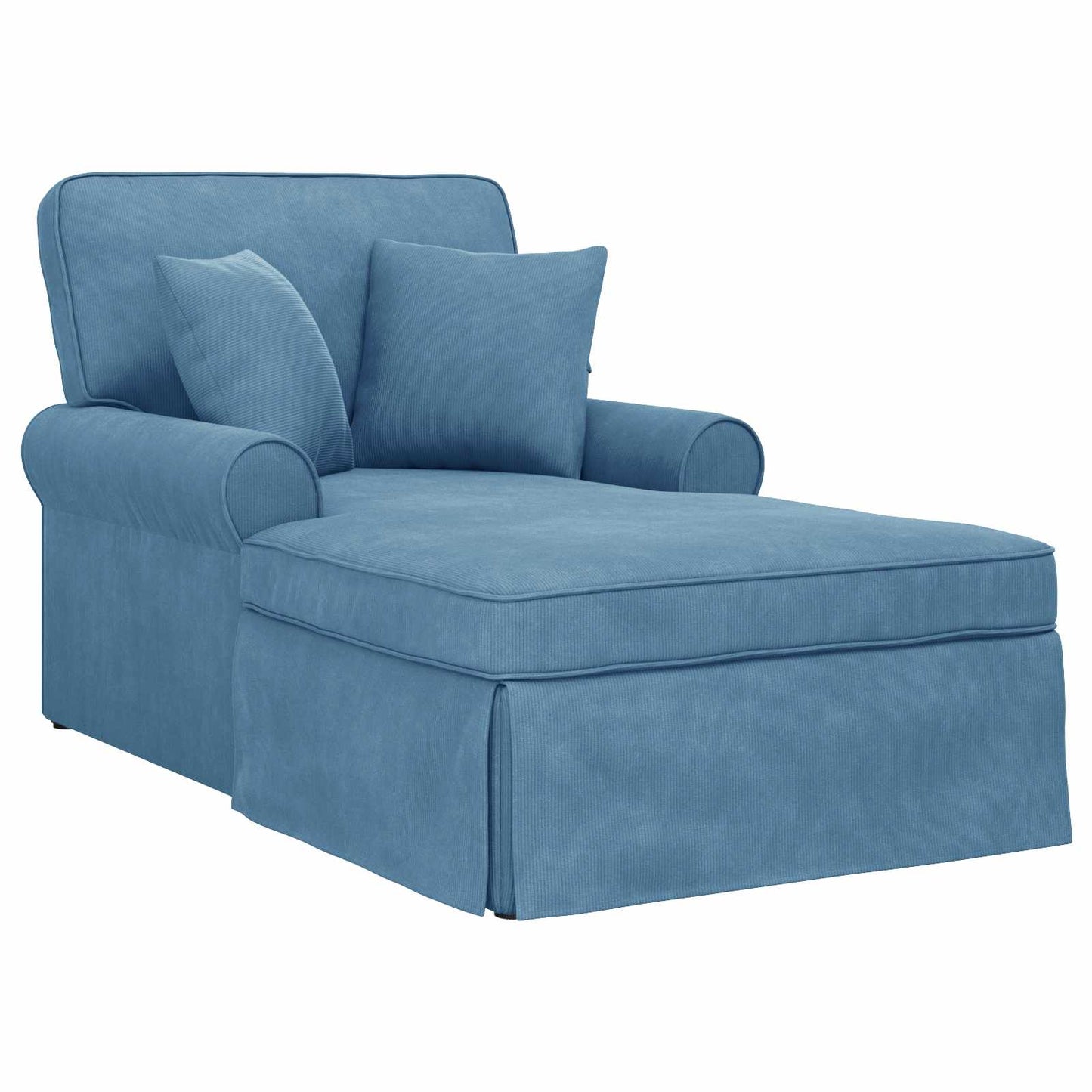 Chaise Lounge met Rok met kussen 3 pcs Blauw Katoen Stof is nu te koop bij PeponiXL, paradijselijk wonen!