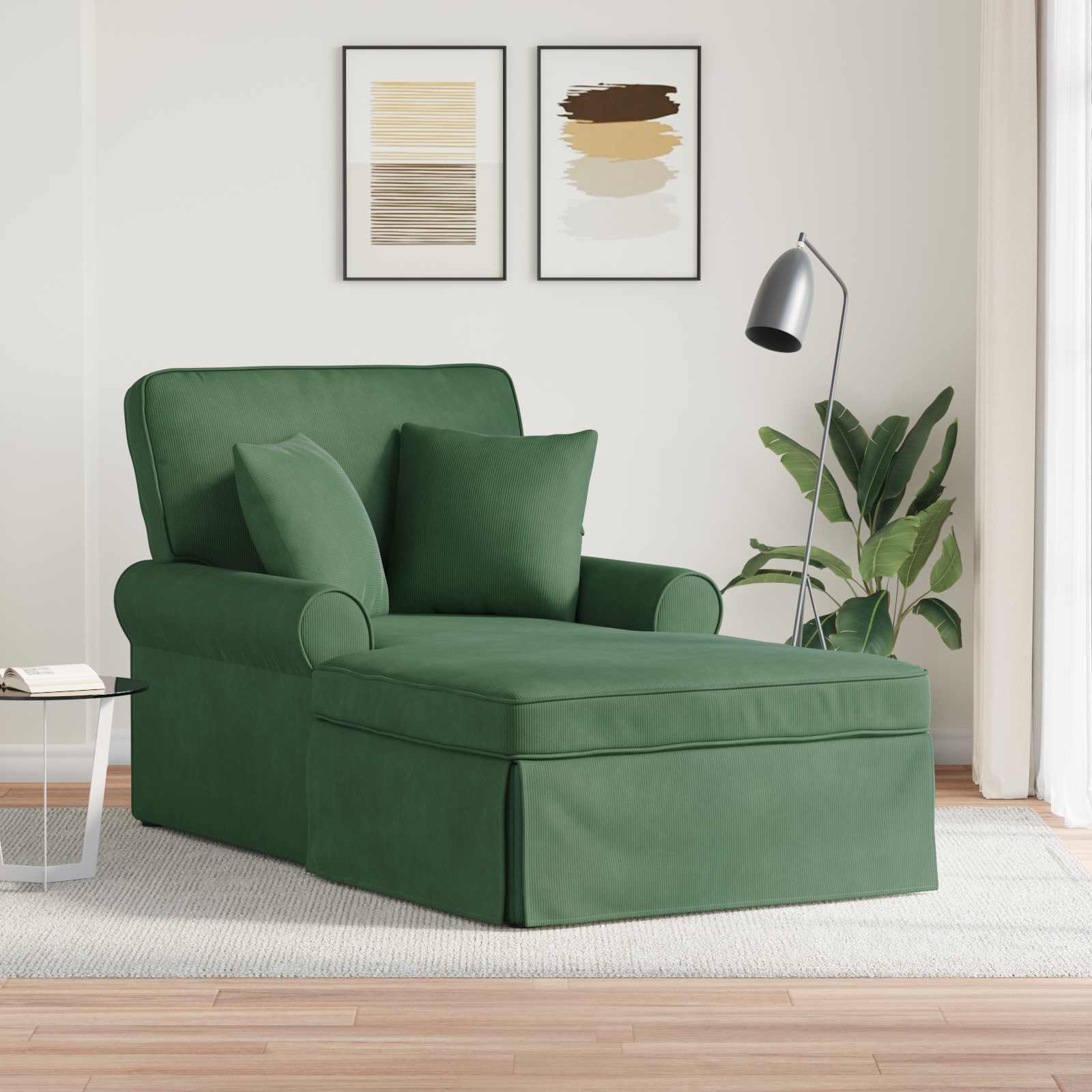 Chaise Lounge met Rok met kussen 3 pcs Jungle Groen Katoen Stof is nu te koop bij PeponiXL, paradijselijk wonen!