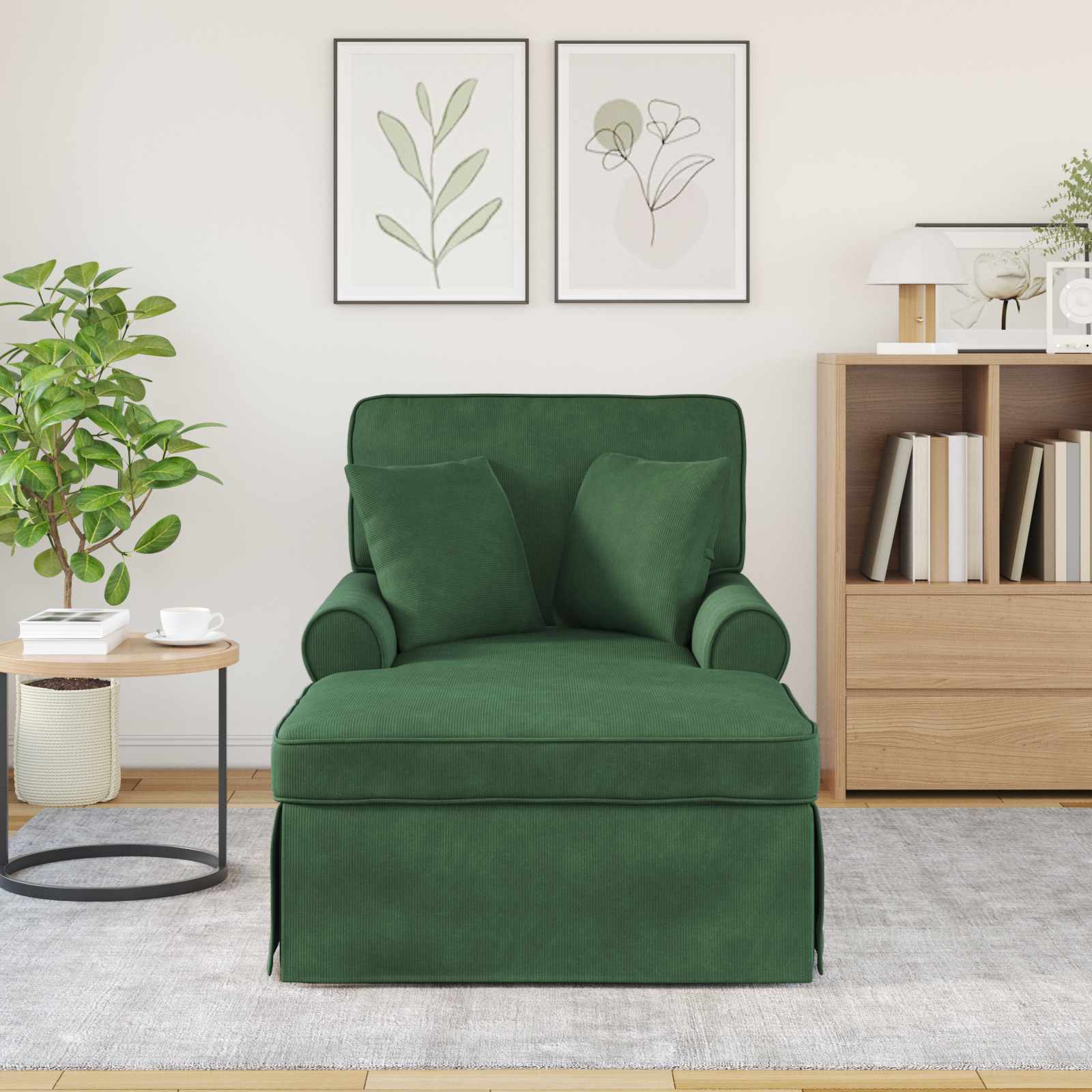 Chaise Lounge met Rok met kussen 3 pcs Jungle Groen Katoen Stof is nu te koop bij PeponiXL, paradijselijk wonen!