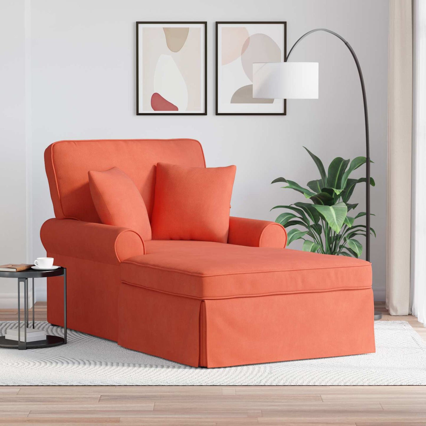 Chaise Lounge met Rok met kussen 3 pcs Rood-oranje Katoen Stof is nu te koop bij PeponiXL, paradijselijk wonen!