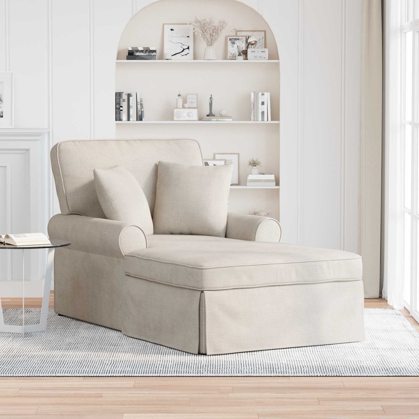 Chaise Lounge met Rok Crèmekleurig 157 x 91 x 91 cm ARES is nu te koop bij PeponiXL, paradijselijk wonen!