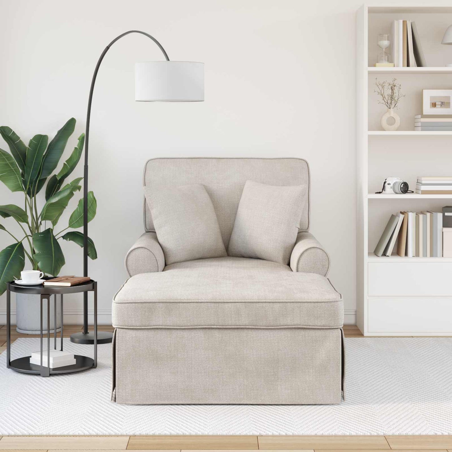 Chaise Lounge met Rok Crèmekleurig 157 x 91 x 91 cm ARES is nu te koop bij PeponiXL, paradijselijk wonen!