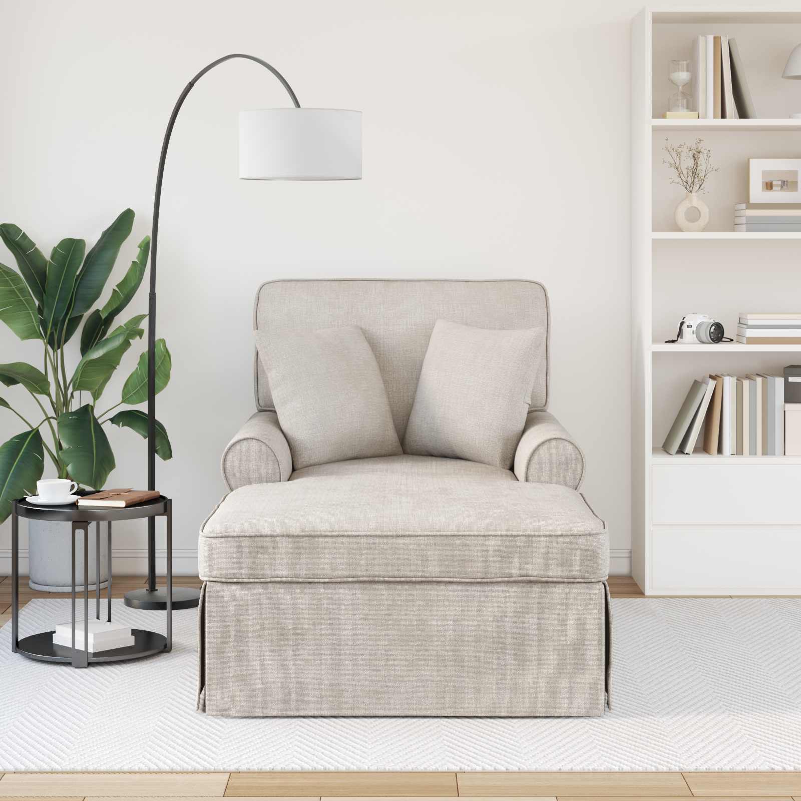 Chaise Lounge met Rok Crèmekleurig 157 x 91 x 91 cm ARES is nu te koop bij PeponiXL, paradijselijk wonen!