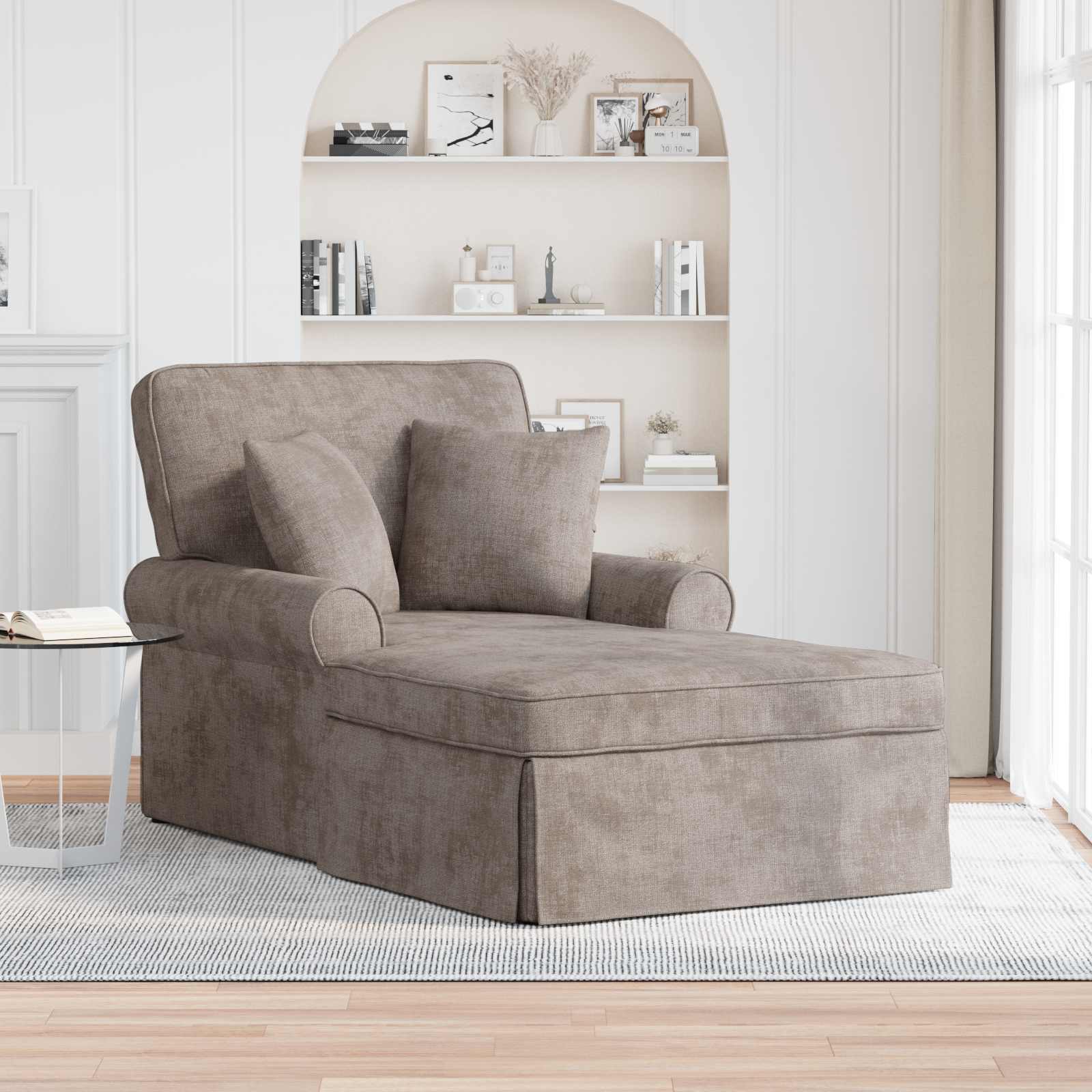 Chaise Lounge met Rok met kussen Zand 157 x 91 x 91 cm ARES is nu te koop bij PeponiXL, paradijselijk wonen!