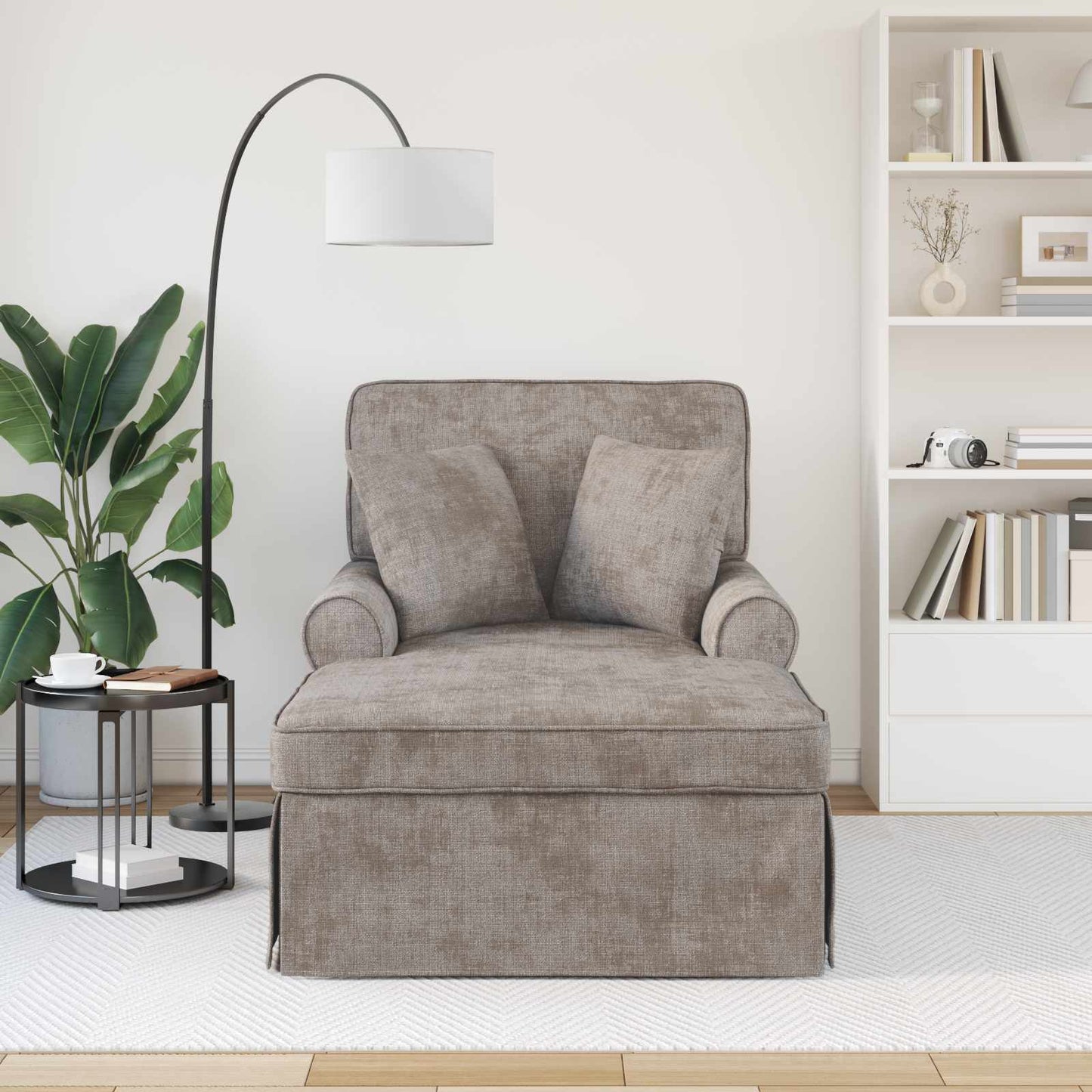 Chaise Lounge met Rok met kussen Zand 157 x 91 x 91 cm ARES is nu te koop bij PeponiXL, paradijselijk wonen!