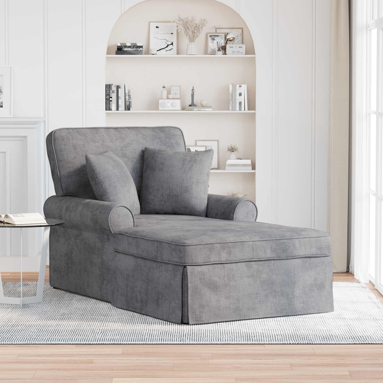 Chaise Lounge met Rok Lichtgrijs 157 x 91 x 91 cm ARES is nu te koop bij PeponiXL, paradijselijk wonen!