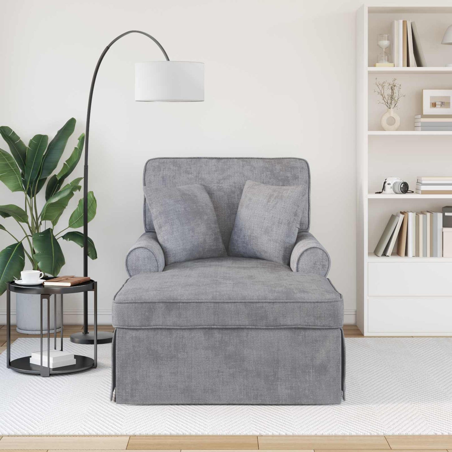 Chaise Lounge met Rok Lichtgrijs 157 x 91 x 91 cm ARES is nu te koop bij PeponiXL, paradijselijk wonen!