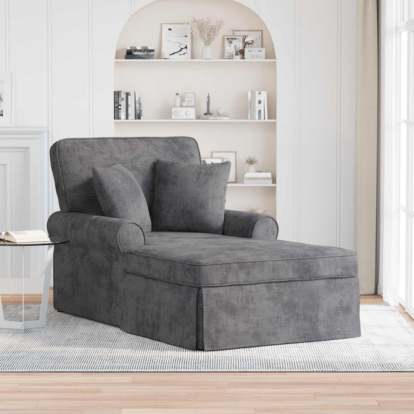 Chaise Lounge met Rok Donkergrijs 157 x 91 x 91 cm ARES is nu te koop bij PeponiXL, paradijselijk wonen!