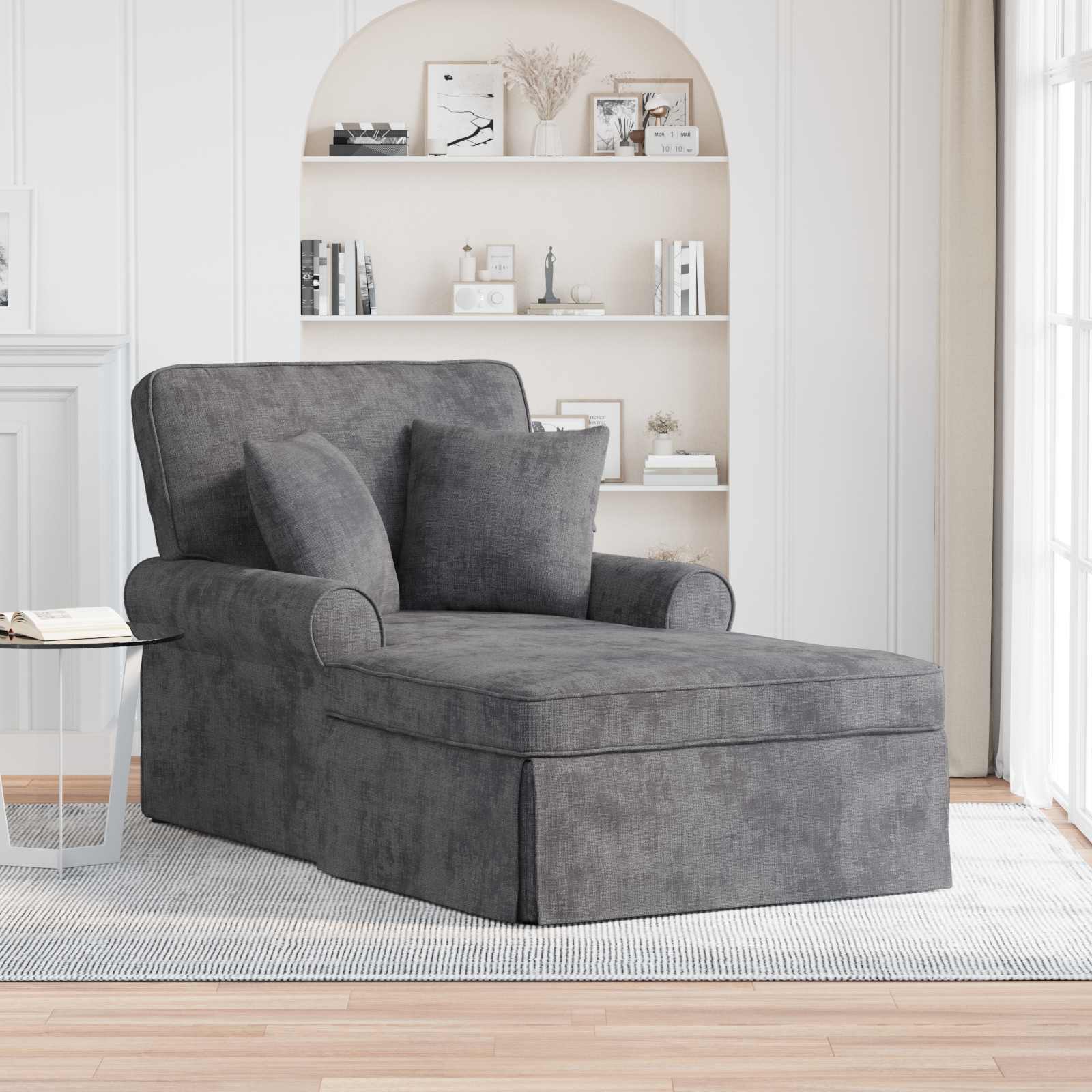 Chaise Lounge met Rok Donkergrijs 157 x 91 x 91 cm ARES is nu te koop bij PeponiXL, paradijselijk wonen!