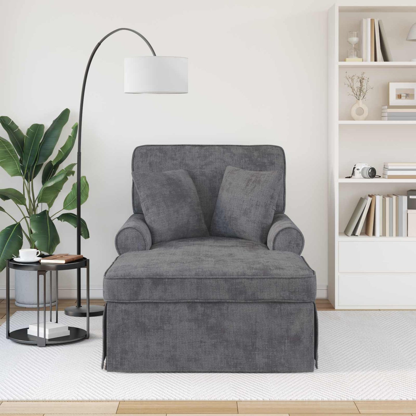 Chaise Lounge met Rok Donkergrijs 157 x 91 x 91 cm ARES is nu te koop bij PeponiXL, paradijselijk wonen!