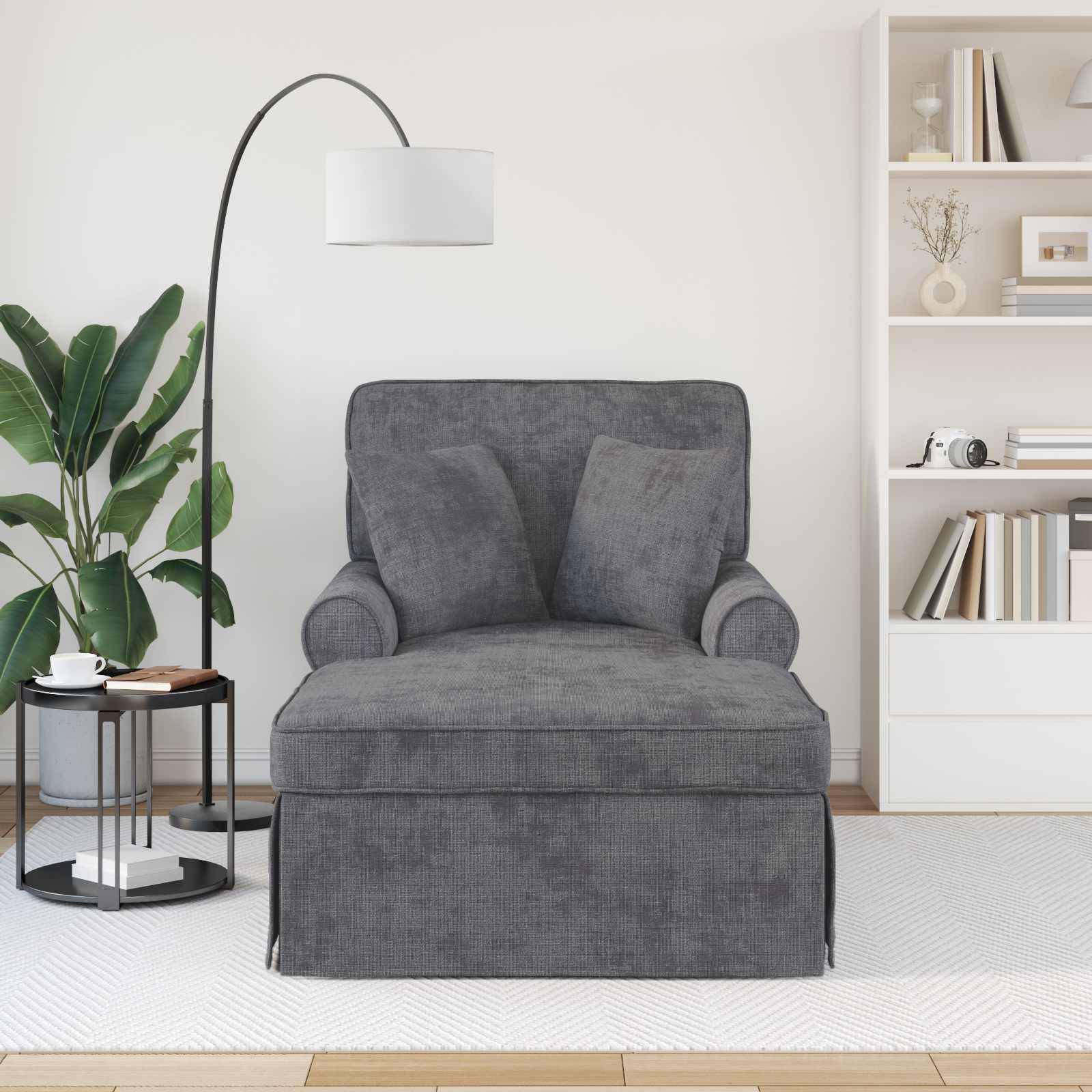 Chaise Lounge met Rok Donkergrijs 157 x 91 x 91 cm ARES is nu te koop bij PeponiXL, paradijselijk wonen!