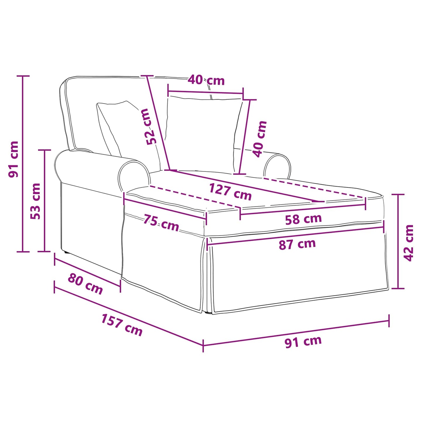 Chaise Lounge met Rok Donkergrijs 157 x 91 x 91 cm ARES is nu te koop bij PeponiXL, paradijselijk wonen!