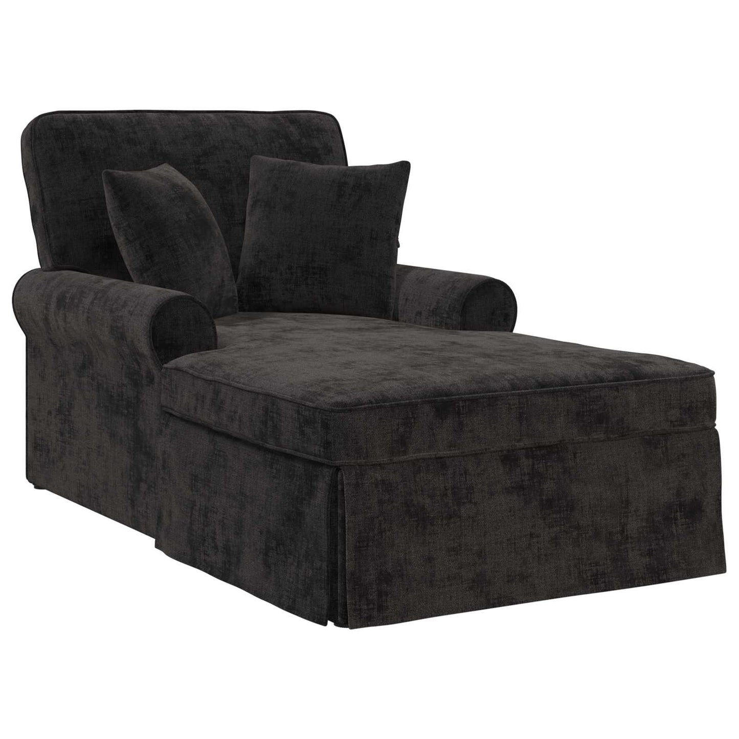 Chaise Lounge met Rok met kussen Zwart 157 x 91 x 91 cm ARES is nu te koop bij PeponiXL, paradijselijk wonen!