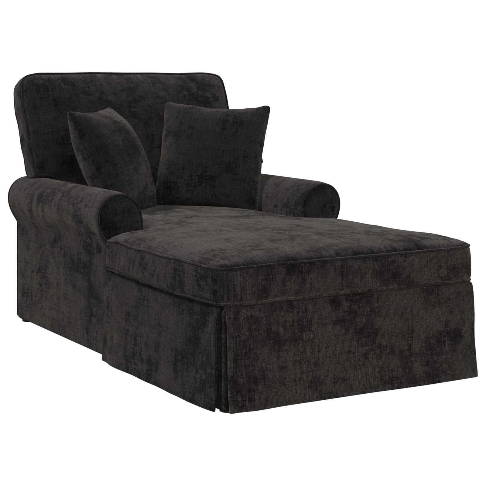 Chaise Lounge met Rok met kussen Zwart 157 x 91 x 91 cm ARES is nu te koop bij PeponiXL, paradijselijk wonen!