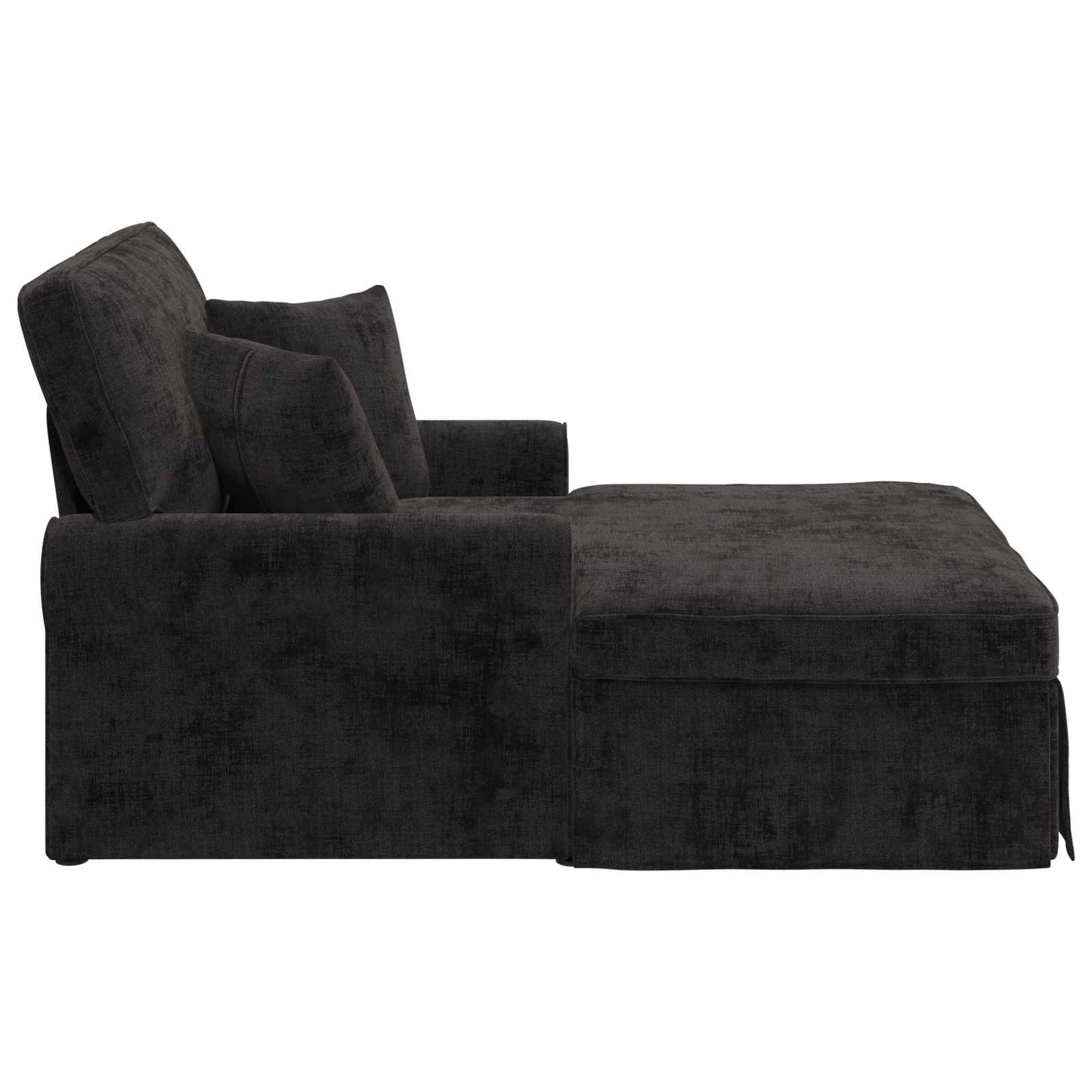 Chaise Lounge met Rok met kussen Zwart 157 x 91 x 91 cm ARES is nu te koop bij PeponiXL, paradijselijk wonen!