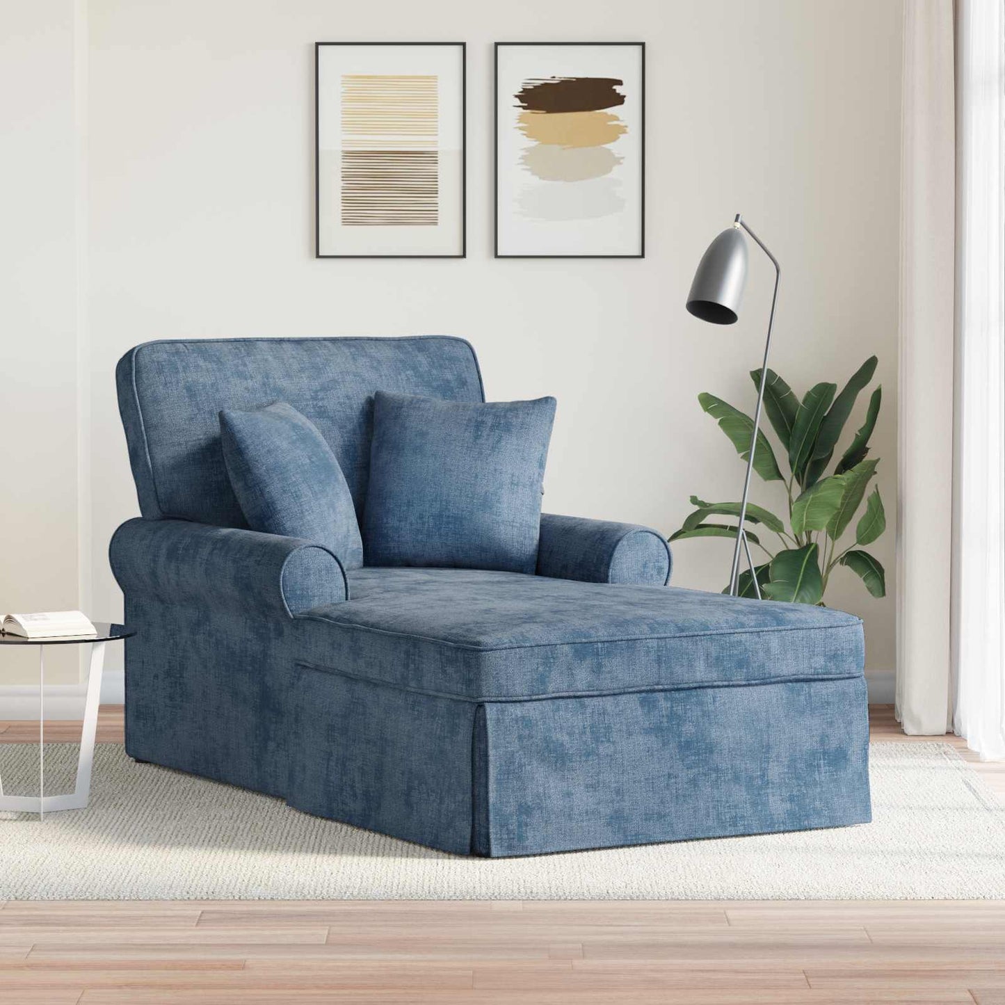 Chaise Lounge met Rok met kussen Blauw 157 x 91 x 91 cm ARES is nu te koop bij PeponiXL, paradijselijk wonen!