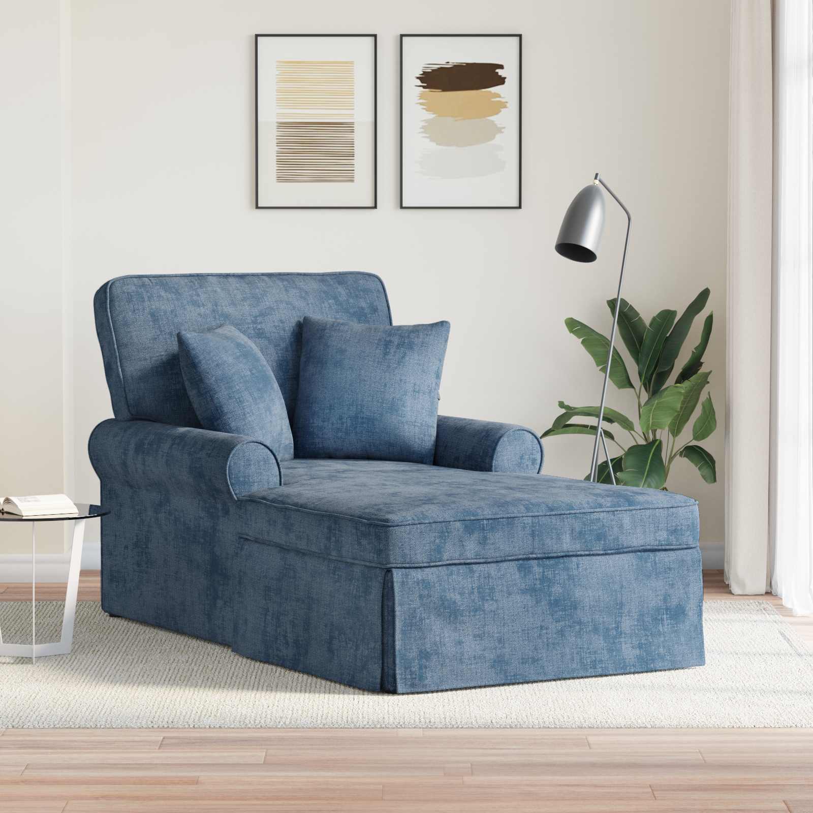 Chaise Lounge met Rok met kussen Blauw 157 x 91 x 91 cm ARES is nu te koop bij PeponiXL, paradijselijk wonen!