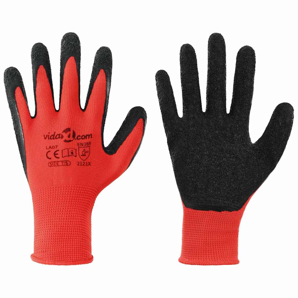 Werkhandschoenen 24 pcs Rood en Zwart 7 / S Latexcoating is nu te koop bij PeponiXL, paradijselijk wonen!