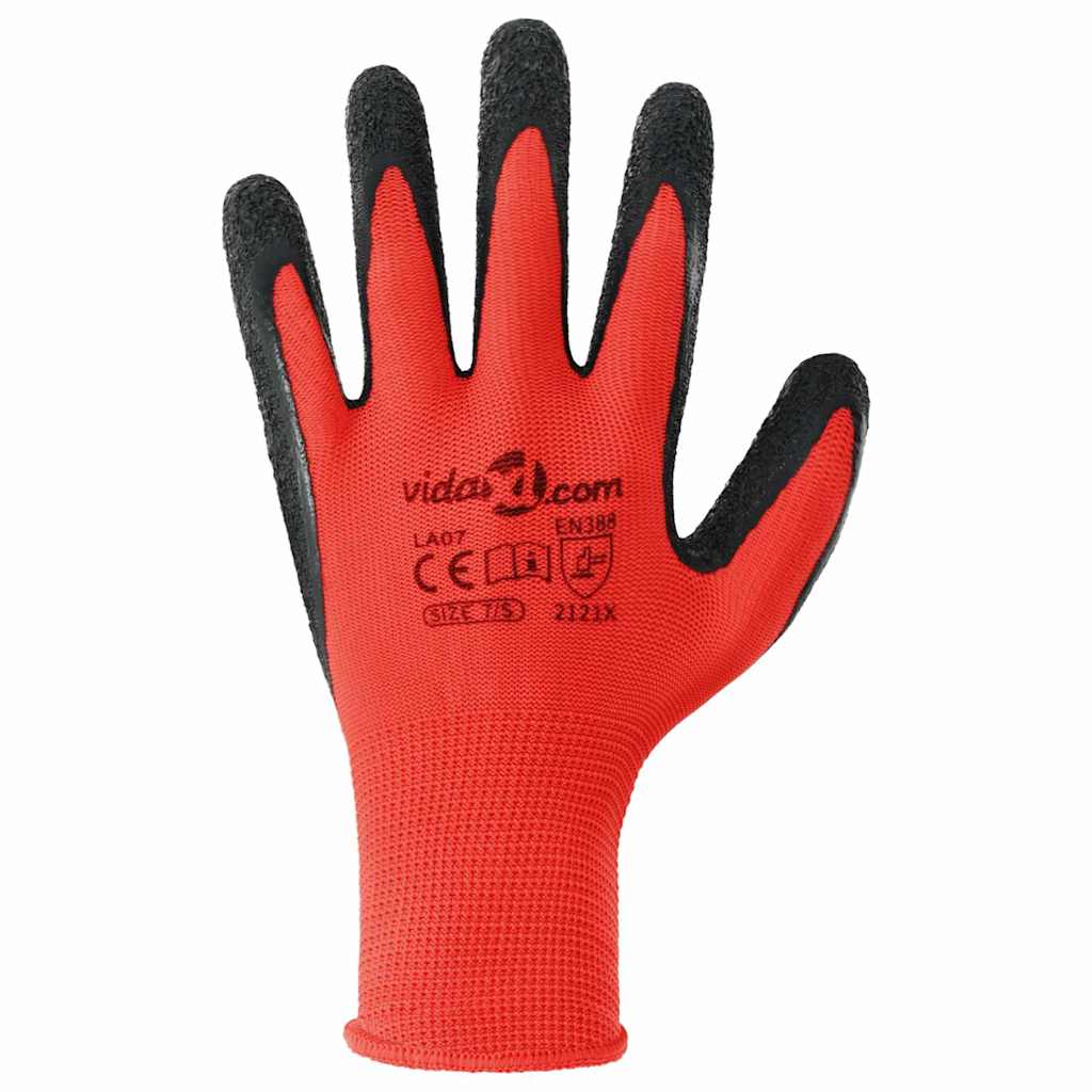 Werkhandschoenen 24 pcs Rood en Zwart 7 / S Latexcoating is nu te koop bij PeponiXL, paradijselijk wonen!