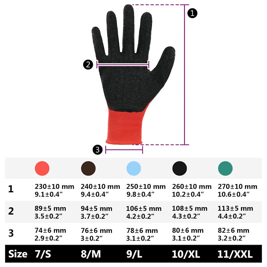 Werkhandschoenen 24 pcs Rood en Zwart 7 / S Latexcoating is nu te koop bij PeponiXL, paradijselijk wonen!