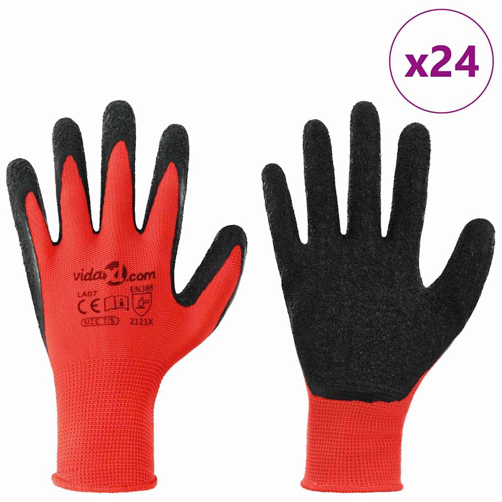 Werkhandschoenen 24 pcs Rood en Zwart 7 / S Latexcoating is nu te koop bij PeponiXL, paradijselijk wonen!