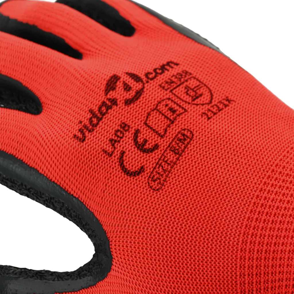 Werkhandschoenen 12 pcs Rood en Zwart 8 / m Latexcoating is nu te koop bij PeponiXL, paradijselijk wonen!
