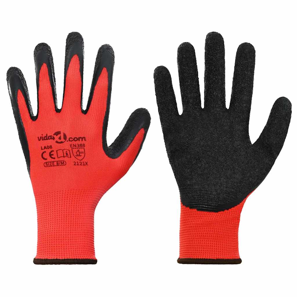 Werkhandschoenen 12 pcs Rood en Zwart 8 / m Latexcoating is nu te koop bij PeponiXL, paradijselijk wonen!