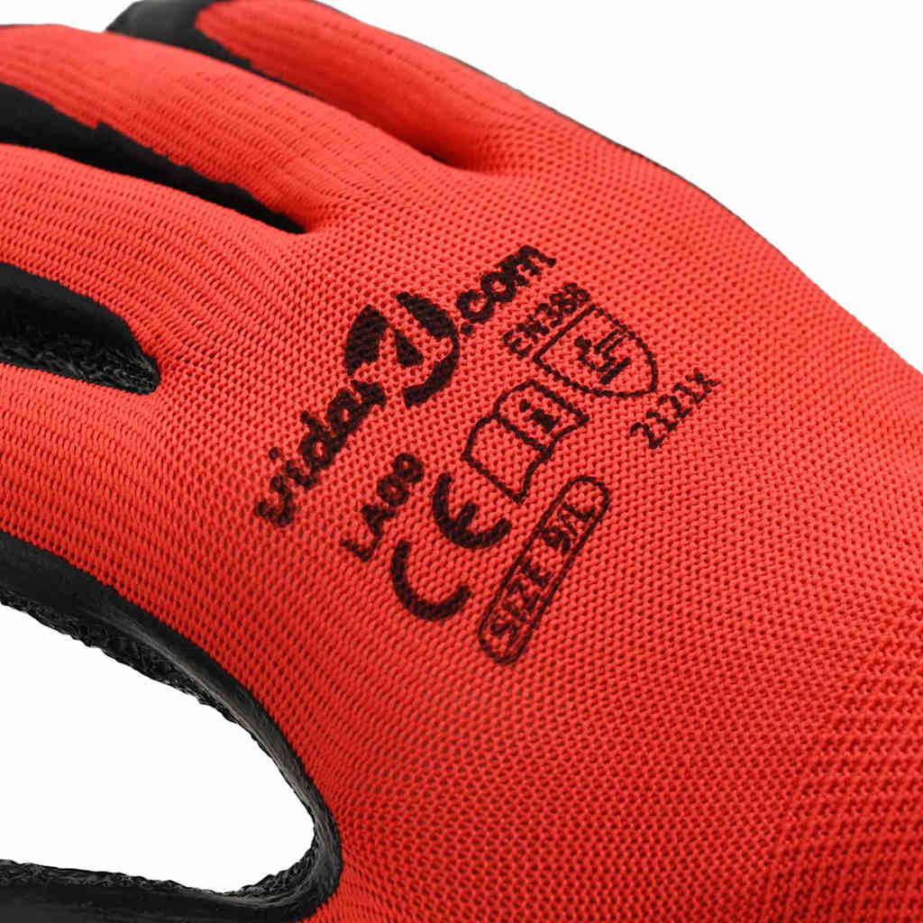 Werkhandschoenen 12 pcs Rood en Zwart 9 / l Latexcoating is nu te koop bij PeponiXL, paradijselijk wonen!