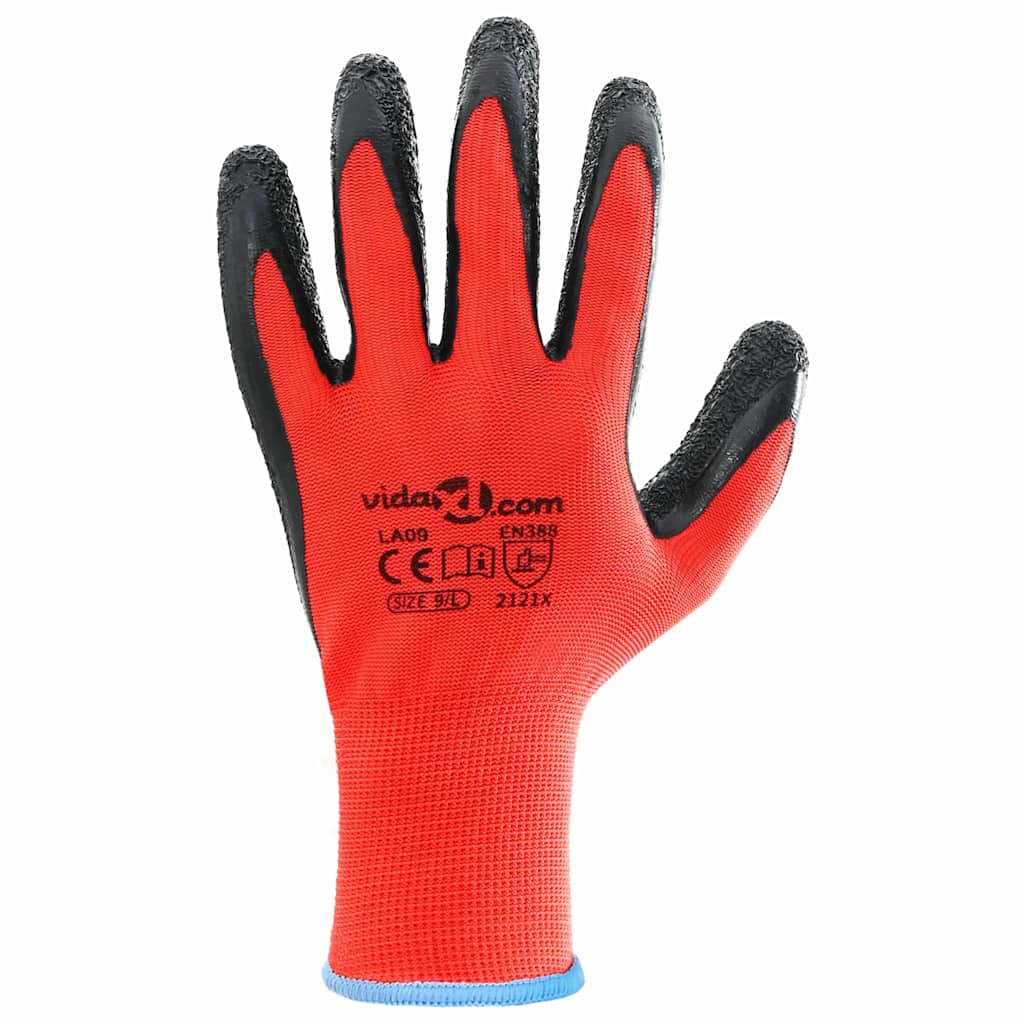 Werkhandschoenen 12 pcs Rood en Zwart 9 / l Latexcoating is nu te koop bij PeponiXL, paradijselijk wonen!