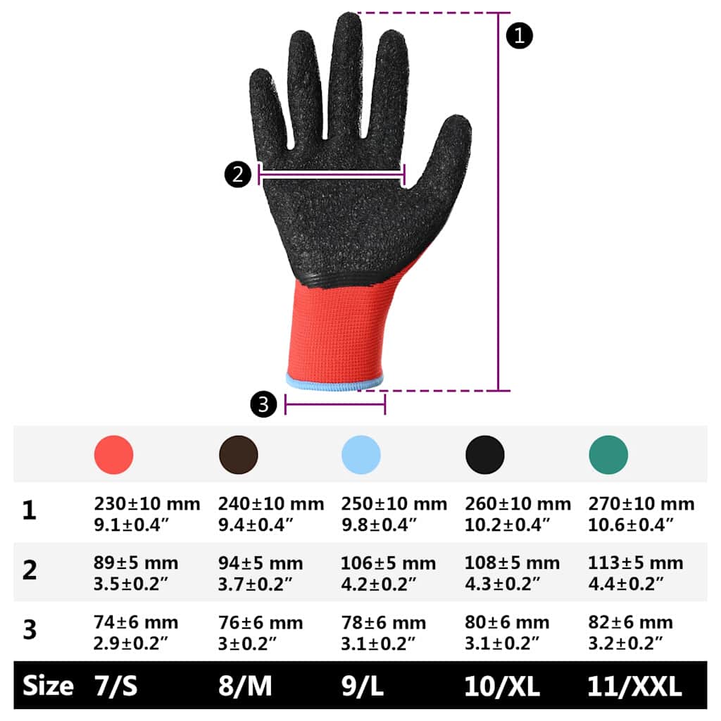 Werkhandschoenen 12 pcs Rood en Zwart 9 / l Latexcoating is nu te koop bij PeponiXL, paradijselijk wonen!