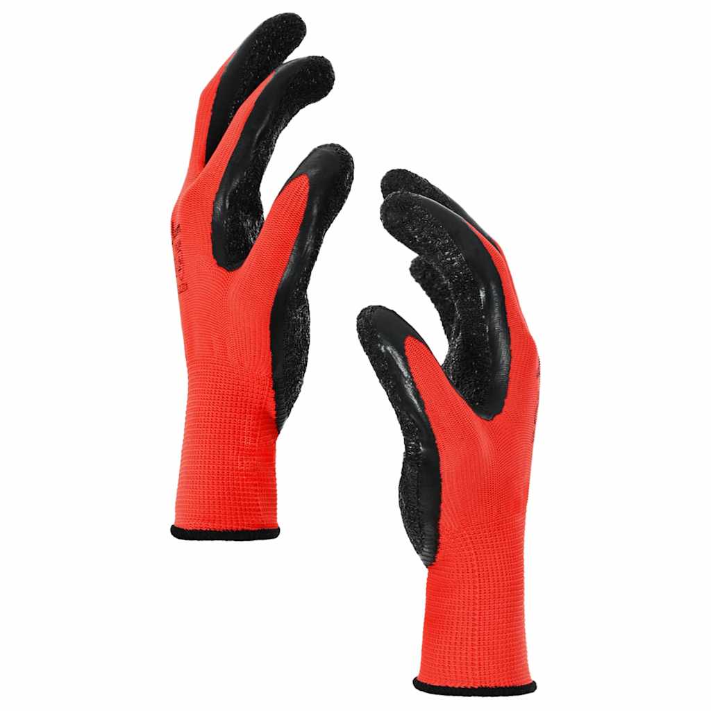 Werkhandschoenen 12 pcs Rood en Zwart 10 / xl Latexcoating is nu te koop bij PeponiXL, paradijselijk wonen!