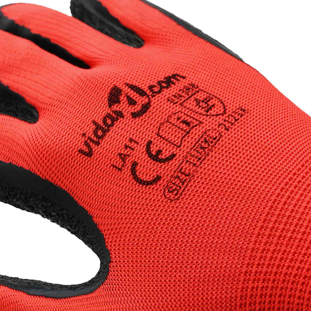Werkhandschoenen 12 pcs Rood en Zwart 11 / XXL Latexcoating is nu te koop bij PeponiXL, paradijselijk wonen!