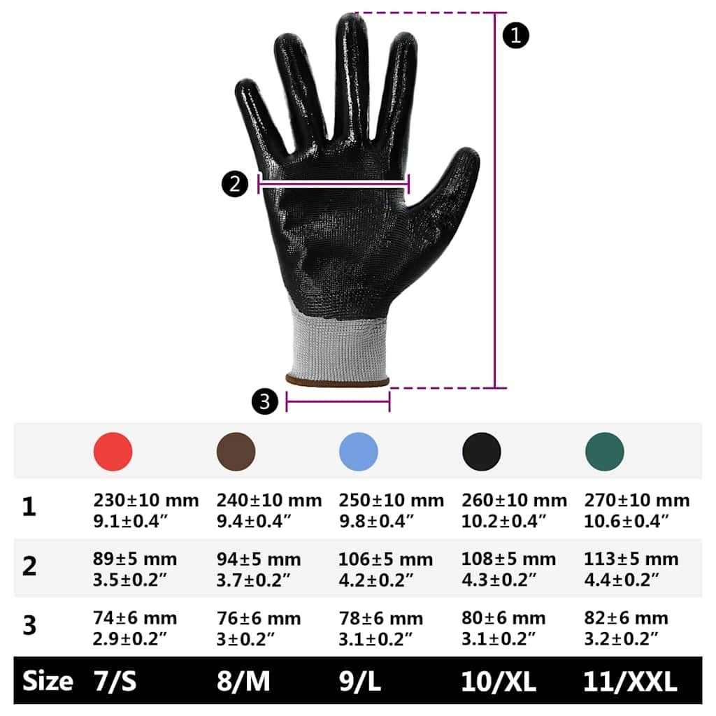 Werkhandschoenen 12 pcs Grijs en zwart 8 / m Polyester is nu te koop bij PeponiXL, paradijselijk wonen!