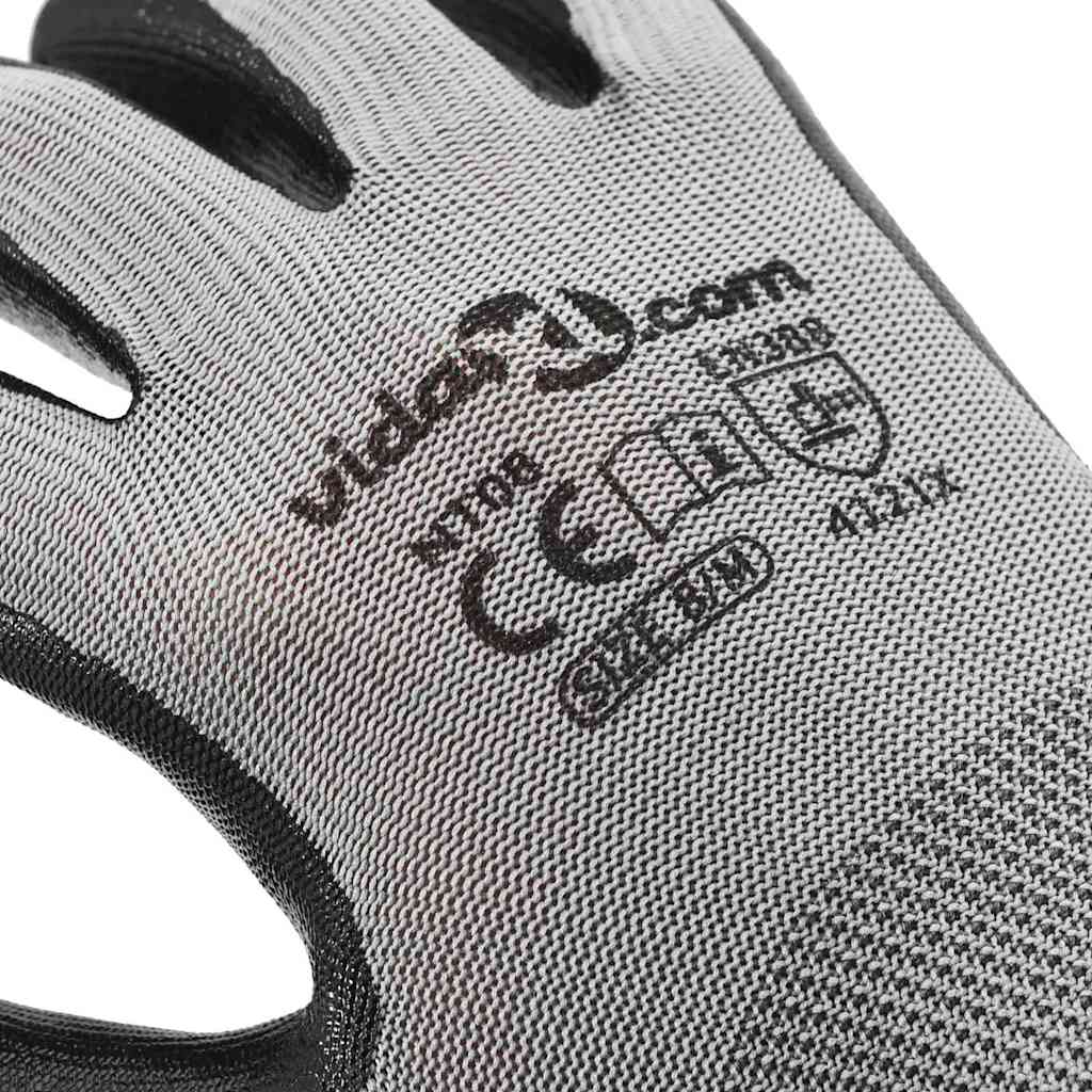 Werkhandschoenen 24 pcs Grijs en zwart 8 / m Polyester is nu te koop bij PeponiXL, paradijselijk wonen!