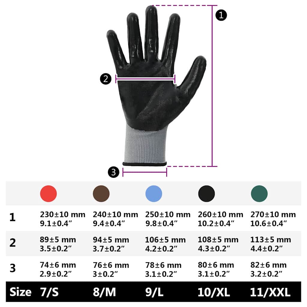 Werkhandschoenen 24 pcs Grijs en zwart 10 / xl Polyester is nu te koop bij PeponiXL, paradijselijk wonen!