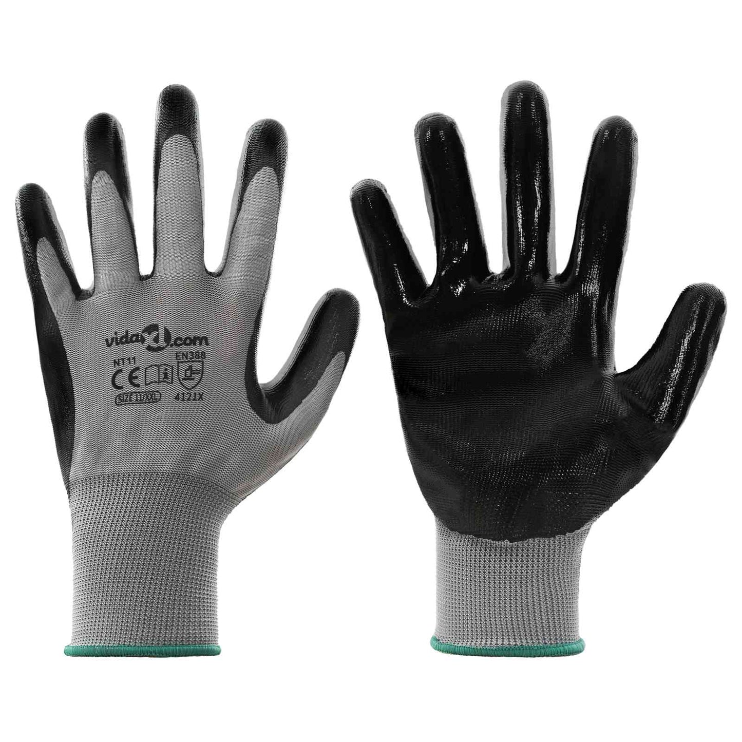 Werkhandschoenen 12 pcs Grijs en zwart 11 / XXL Polyester is nu te koop bij PeponiXL, paradijselijk wonen!