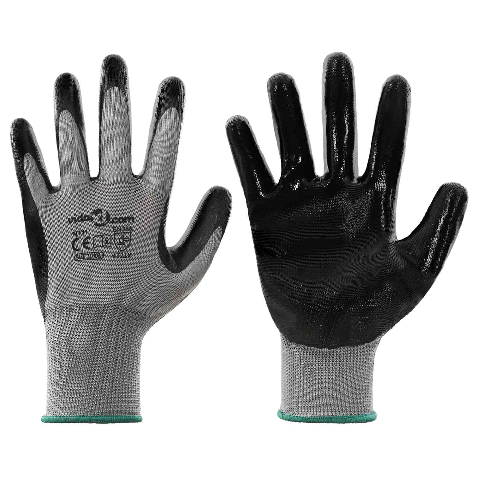 Werkhandschoenen 12 pcs Grijs en zwart 11 / XXL Polyester is nu te koop bij PeponiXL, paradijselijk wonen!