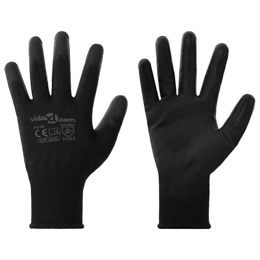 Werkhandschoenen 24 pcs Zwart 10 / xl Polyester is nu te koop bij PeponiXL, paradijselijk wonen!
