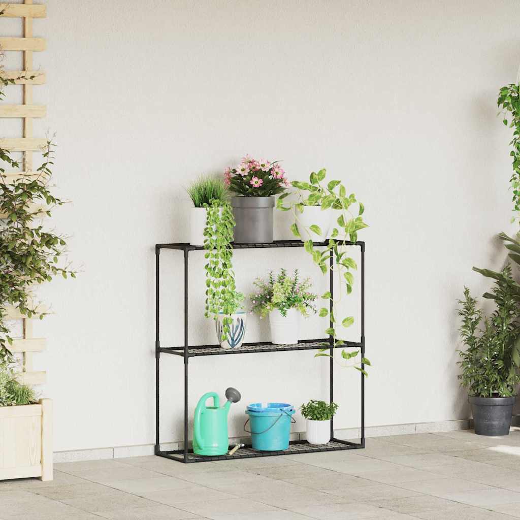 3-laags plantenstandaard Zwart 100 x 32 x 102 cm Staal is nu te koop bij PeponiXL, paradijselijk wonen!