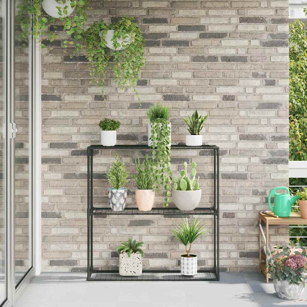 3-laags plantenstandaard Zwart 100 x 32 x 102 cm Staal is nu te koop bij PeponiXL, paradijselijk wonen!