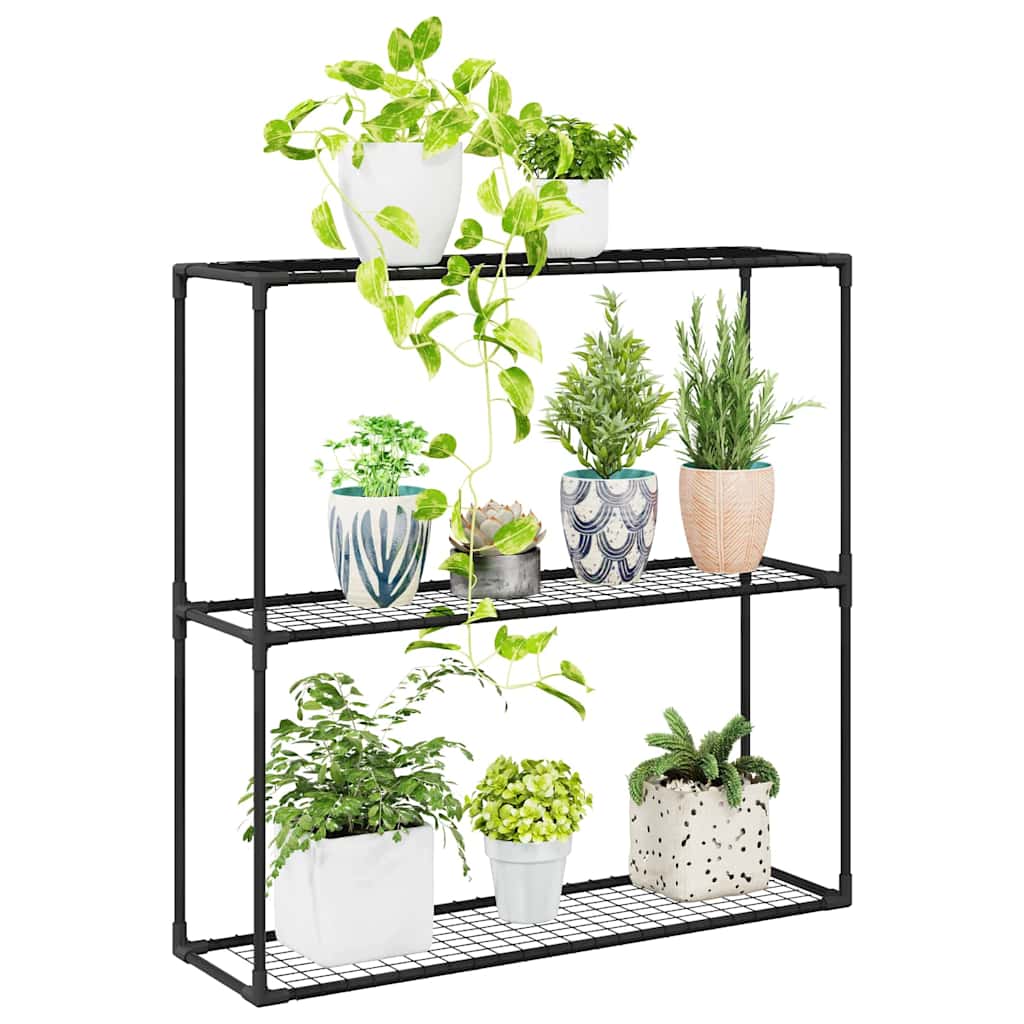 3-laags plantenstandaard Zwart 100 x 32 x 102 cm Staal is nu te koop bij PeponiXL, paradijselijk wonen!