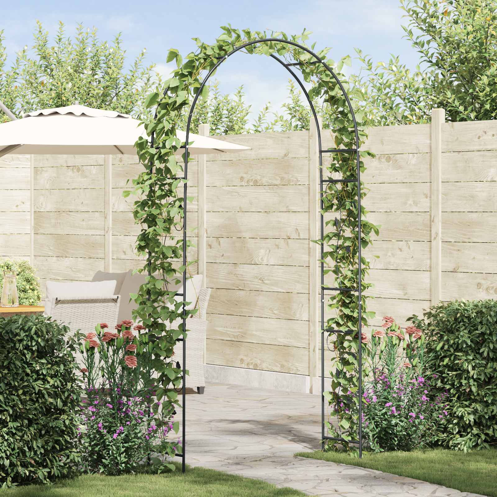 Tuin Boog Bloemen Zwart 115 x 37 x 231 cm is nu te koop bij PeponiXL, paradijselijk wonen!