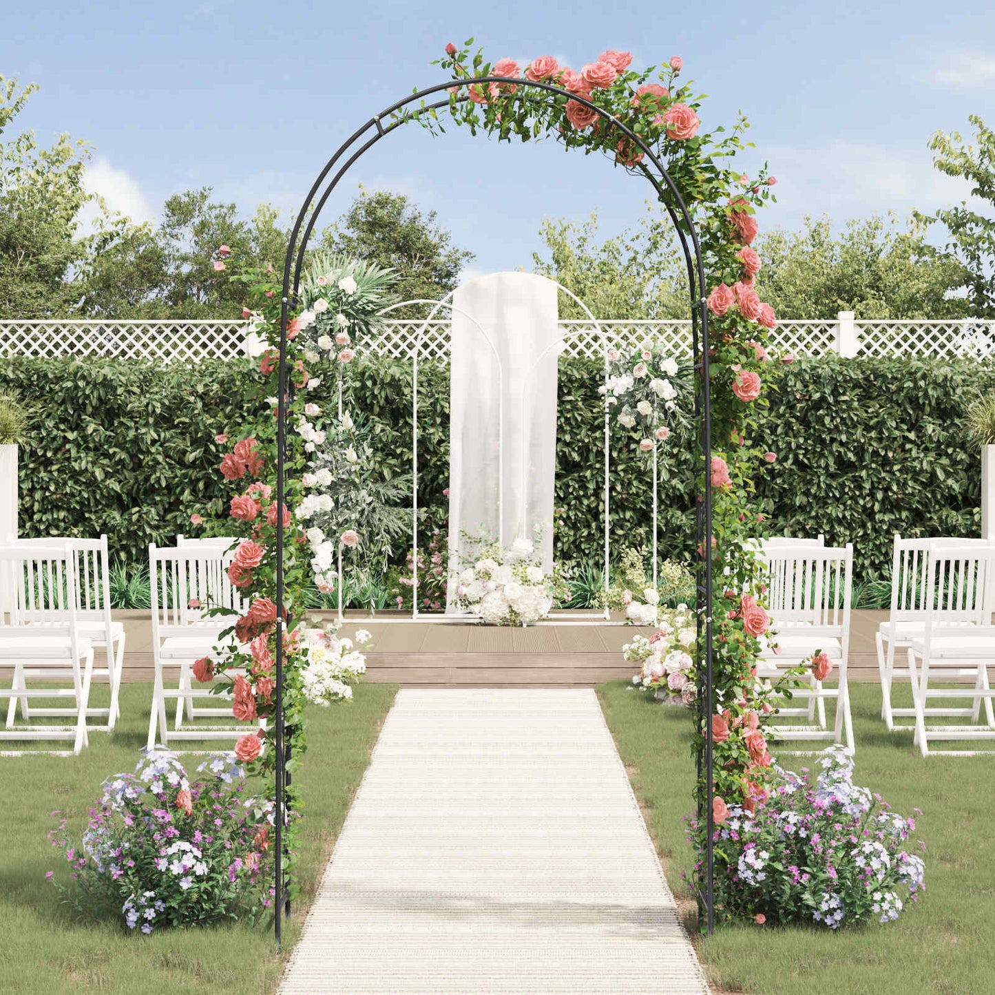 Tuin Boog Bloemen Zwart 115 x 37 x 231 cm is nu te koop bij PeponiXL, paradijselijk wonen!